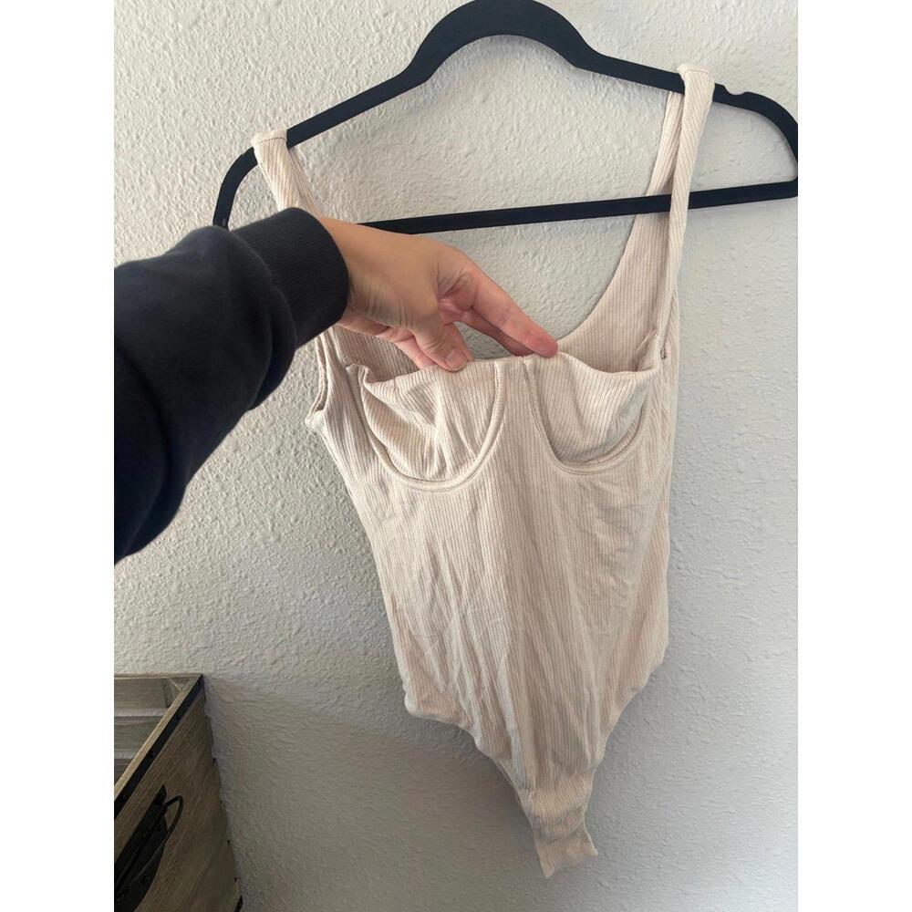 Princess Polly beige tank ribbed bodysuit size US 8